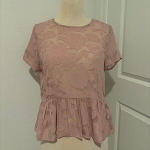 Forever 21 Dusty Mauve Textured Peplum Top – Size S